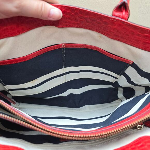 Kate Spade New York Leather Croc Embossed Tote Shoulder Handbag Red/Orange - Picture 11 of 14